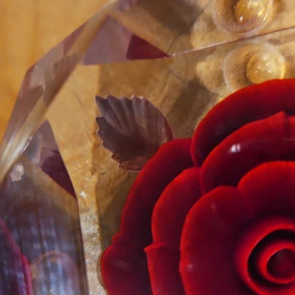 Red Rose Resin Paperweight Art Block Vintage Square - Picture 2 of 10